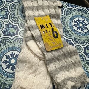 Mix No. 6 Gray and Cream Cable Knit Socks